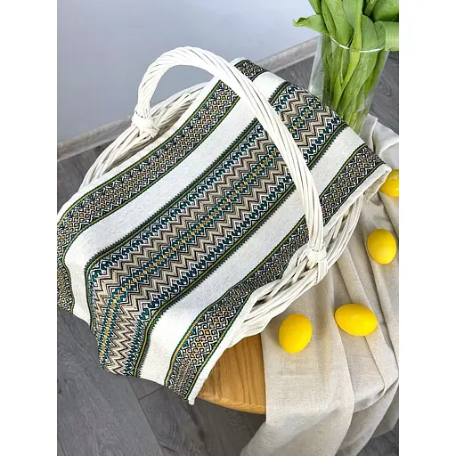 Пасхальное полотенце льняное для корзины Рандеву 45х30 см Синий - фото 3