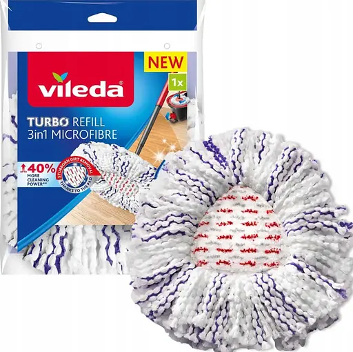 Сменная насадка для швабры Vileda TURBO 3in1 Microfibre – треугольная форма, микрофибра, машинная стирка - фото 1