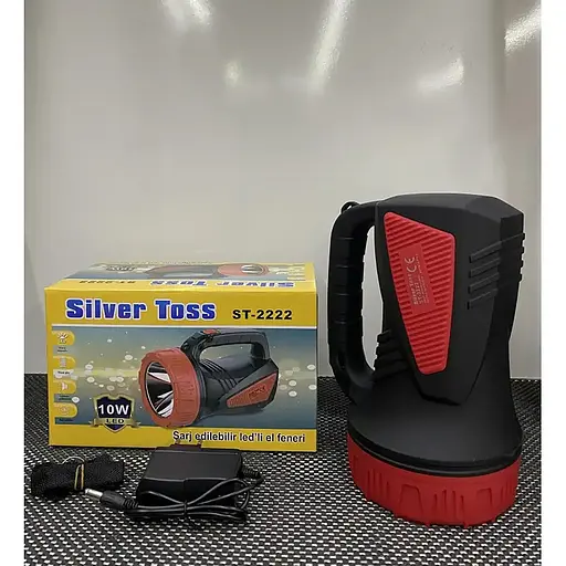 Акумуляторний світлодіодний переносний ліхтар-прожектор Silver Toss ST-2222 з ручкою 10 Вт Червоний 88233 - фото 8