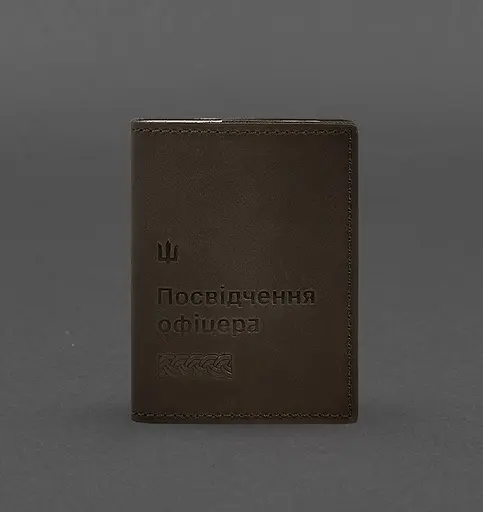 Кожаная обложка для удостоверения офицера 9.2 Темно-коричневый Crazy Horse - фото 1
