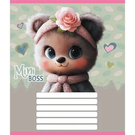 Зошит учнівський "Міні ведмедики" Leader 012-510157C-3 в косу лінію, 12 аркушів (959051) - фото 1