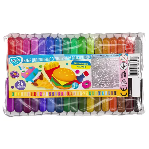 Набір повітряного пластиліну для ліплення 70148, 34 шт ТМ Lovin ОКТО, в пакеті (4820199476082) - фото 1