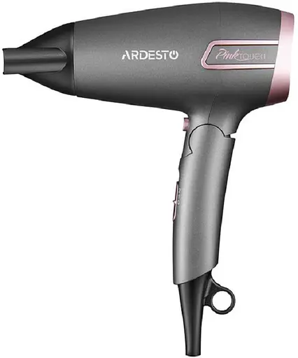 Фен Ardesto HD-R350PT, Gray/Pink, 2000W, 2 швидкості, 2 режими, концентратор, функція &quot;Cool Shot&quot;, захист від перегріву, складна ручка, DC двигун