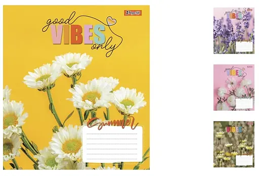 Зошити учнівські 60 аркушів клітинка. 1В Vibes, зошит дя записів 10 шт. в упаковці