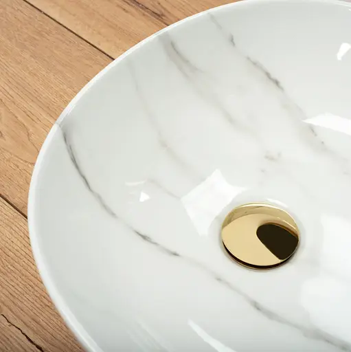 Умивальник Rea Greta 65 Bianco Shiny накладний мармур REA-U6501, Мармур - фото 6