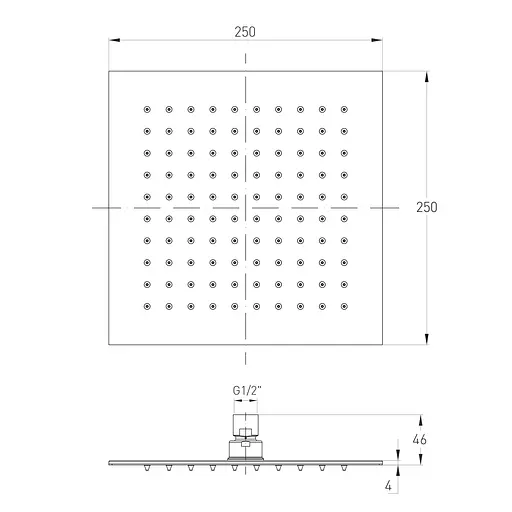 Верхний душ 250 мм Volle Cascada 16008103, Хром - фото 2