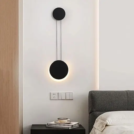 Бра с металлической конструкцией из двух черных кругов Ø 15 и 30 см Line F Арт. WD128-300*500 - фото 1