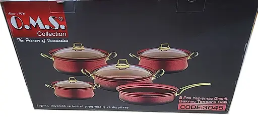 Набір каструль O.M.S. Collection 3045 з гранітним покриттям з кришками Червоний (Туреччина) - фото 8
