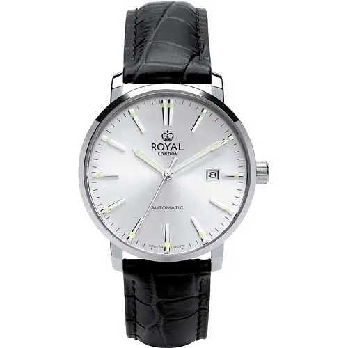 Мужские водонепроницаемые наручные часы Royal London 41405-02 механические с автоподзаводом и кожаным ремешком