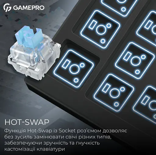 Клавіатура ігрова механічна GamePro MK-160-W-D Pro Wireless Hot-Swap Rainy Switch Black-White - фото 8