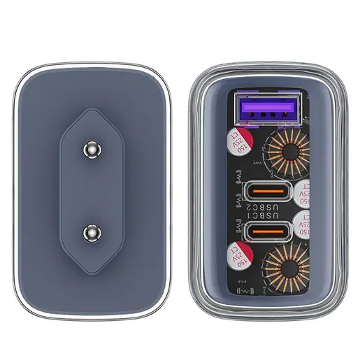 Зарядний пристрій Acefast A45 USB/2 Type-C QC PD PD65W GaN сіре - фото 5