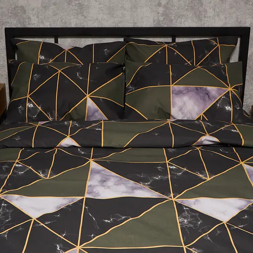 Комплект постельного белья Moon&Star Микросатин Premium Golden Marble King Size 220x240 наволочки 4х70х70 - фото 3