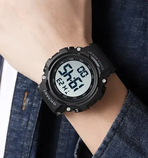 Чоловічий спортивний годинник Skmei 1886 (Чорний з білим) - фото 7