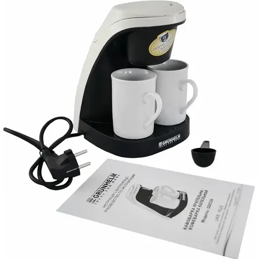 Кофеварка Grunhelm GDC04 капельного типа 2 чашки 450 Вт белая - фото 3