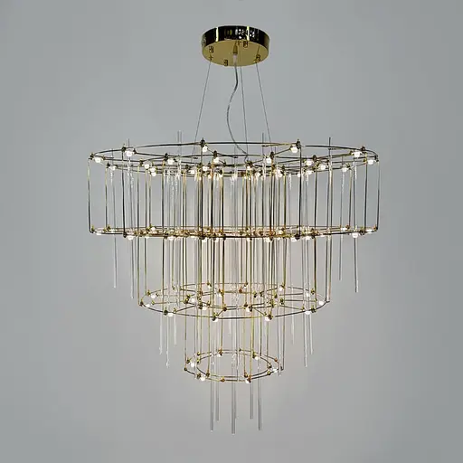 Невесомая золотая трехъярусная люстра Ø 80 см Ст. MJ205-800 Titanium | Line F - фото 9