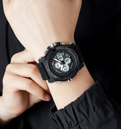 Годинник чоловічий наручний спортивний Skmei 2065 (Чорний з білим) - фото 7