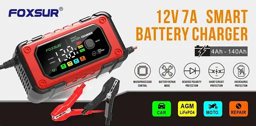 Зарядное устройство Foxsur 12V-8A/24V4A 12V-7A для автомобильного аккумулятора - фото 9