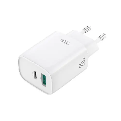 Мережевий зарядний пристрій XO CE29 20W 1USB-A+1USB-C Fast Charger with Lightning cable (NB-Q231A) Білий - фото 1