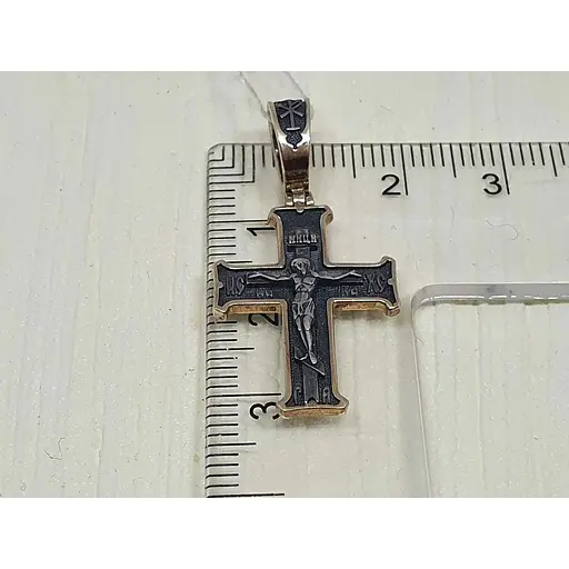 Срібний хрест Харківська ювелірна фабрика Розп'яття Христа з позолотою. 3523-ЗЧФ - фото 4