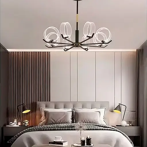 Люстра дизайнерская с акриловыми кругами на 3 режима освещения Line.F J 1828/8 - фото 7