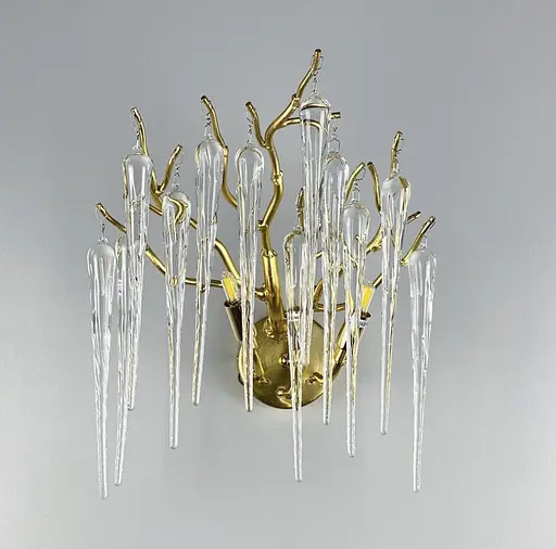 Бра в природніх мотивах з скляними бурулями в корпусі золото Арт. W 689 GD Line F - фото 1