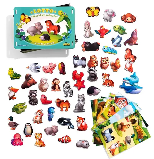 Дерев'яна розвиваюча гра-сортер "Лото: у світі тварин" Ubee ПСФ046