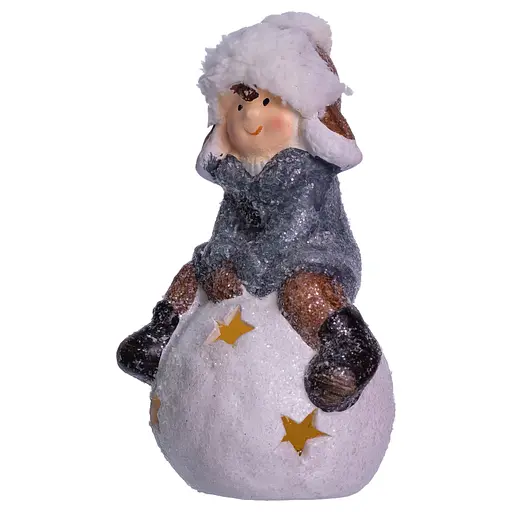 Новорічний декор Дитина на сніговій кулі Yiwu CR-5-20 з порцеляни 10 × 8.5 × 16 см  - фото 2