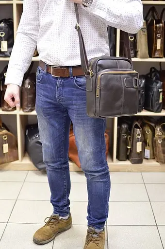 Чоловіча шкіряна сумка через плече TARWA 24х26х8 см sum0025801 - фото 7