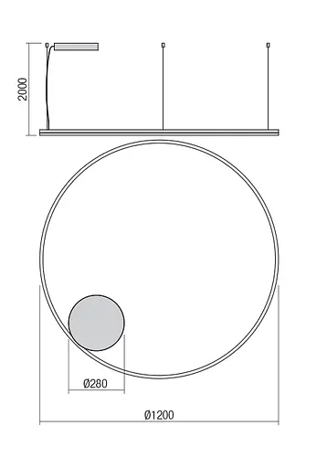 Подвесной светильник Redo ORBIT SU LED 84W 3000K D1200 SAND BLACK (4.1.2) 01-1951 - фото 2