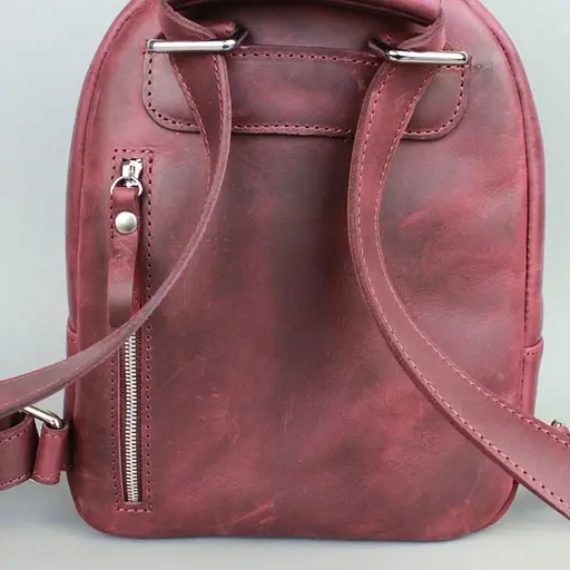 Кожаный рюкзак Groove S бордовый винтажный - фото 4