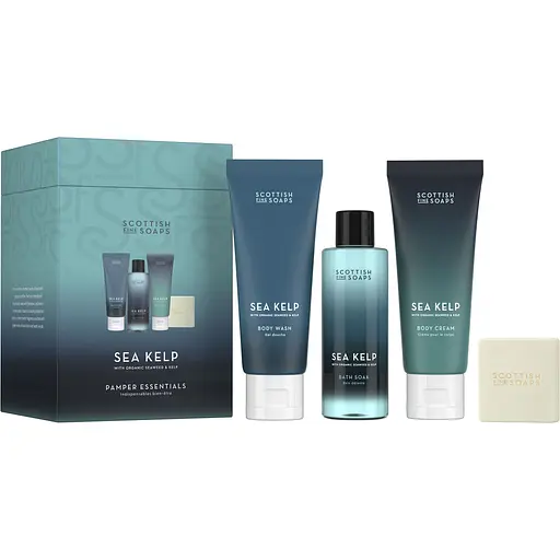 Подарунковий набір Scottish Fine Soaps Kelp Marine Spa Luxurious Gift Set: Крем для душу 75 мл + Ексфоліант для тіла 75 мл + Крем для тіла 75 мл + Тверде мило 40 г (105004)