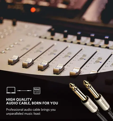 Аудіокабель UGREEN AV128 6.5mm Male to Male Audio Cable Gray 2m(UGR-10638) - фото 3