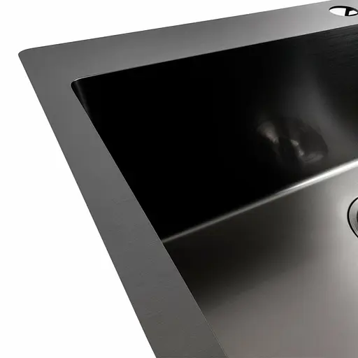 Кухонная мойка Platinum Handmade PVD 70x50 черная (сифон круглый, 3,0/0,8), Черный - фото 3