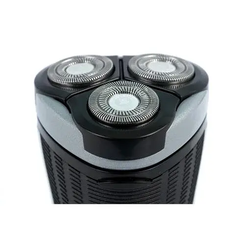 Електробритва Новий Харків НХ-8524 Фаворит Grey, 6W, роторна, сухе гоління, 3 головки для гоління, плаваючі подвійні леза, повторение контуров лица, живлення живлення від мережі, тример для скронь, електронна кнопка вмикання - фото 4