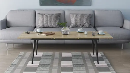 Стіл журнальний трансформер Dandi Small Ferrum-decor 45x120(160)x70 Чорний метал ДСП Дуб Сонома 16 мм (FRD-106796) - фото 2