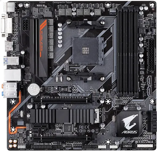 Материнская плата Gigabyte B450 Aorus M (B450 Aorus M) (Socket AM4, AMD B450, ATX) Б/у - фото 1