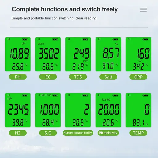 Тестер аналізатор якості води багатофункціональний за 10 параметрами Nectronix JQ-006 (101098) - фото 5