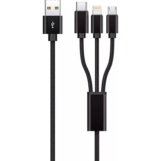 Кабель Proove Triple Connection 3 in 1 USB-A to USB-C/Lightning/Micro-USB 3A 1.2m Black (CCTC20001501) [131034]
