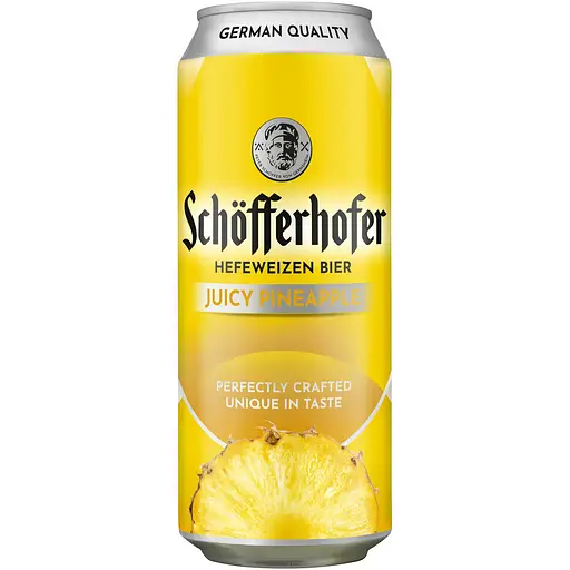 Уцінка. Суміш пива із соком Schofferhofer Juicy Pineapple Hefeweizen світле нефільтроване 2.5 % 0.5 л - фото 1