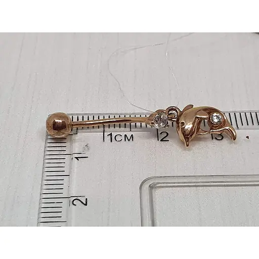 Золота сережка-пірсинг Dear Дельфін з фіанітом. 7013.1 - фото 3