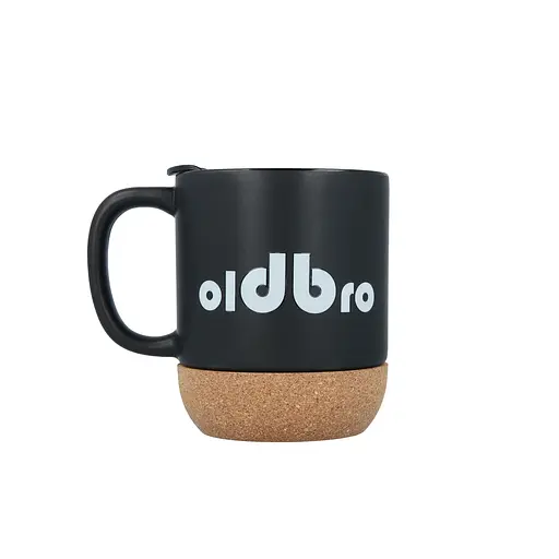 Керамічний кавовий кухоль OldBro Black Classic 400 мл з корковим дном і кришкою - фото 2