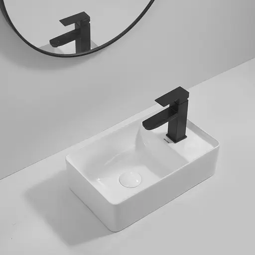 Умивальник підвісний Mixxus Premium Quadro-1201-L 430x265x135 мм з отвором під змішувач та перелив MP6505, Білий - фото 4