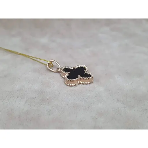 Золотая подвеска Платон Клевер с агатом. 1П182/67Б - фото 2