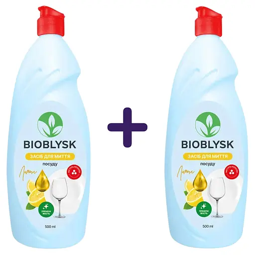 Средство для мытья посуды BioBlysk Лимон 1 л. (500 мл х 2 шт.)