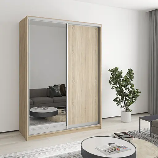 Шафа-купе дводверна MebelStar Стандарт AL ДСП/Дзеркало 150x60x210 см Дуб сонома (MBS-2428)