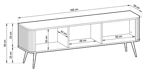 Тумба під телевізор Perfect Home Нова / Nova 2-дверна з 1 шухлядою і золотими ніжками RTV154 Чорний (PFH-091221) - фото 2