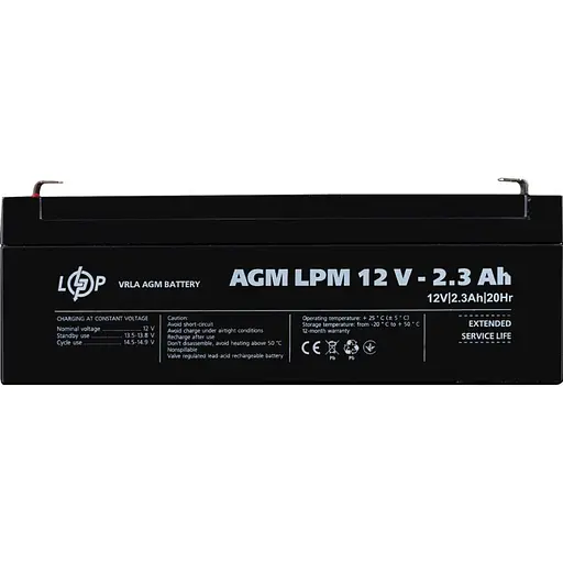 Акумулятор LogicPower AGM 12V (12V/2.3Ah/27.6Wh) (4132) [109156] - фото 2