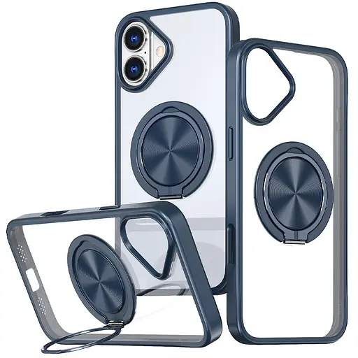 Чохол Epik TPU+PC Metal Ring with MagSafe для Apple iPhone 16, 6.1 Синій - фото 1