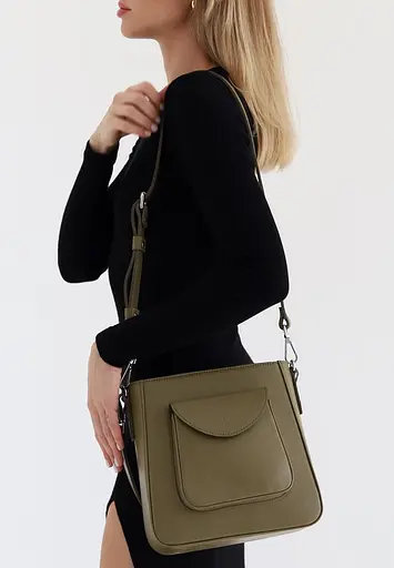 Жіноча шкіряна сумка Stella оливкова - фото 2