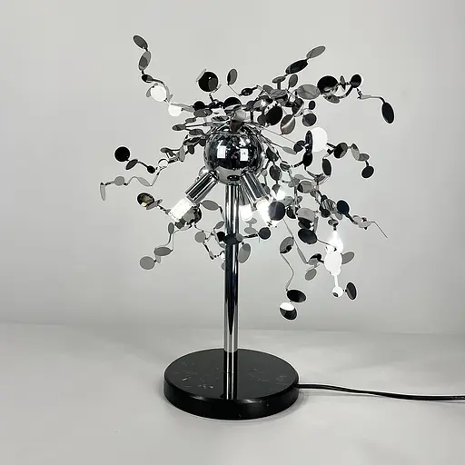 Лампа настольная из гибких хромированных кружочков из металла Ø 50х45 см | Line F | Арт. 1030T CH - фото 4